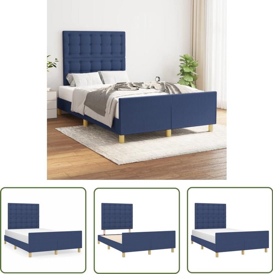 VidaXL Bedframe Slaapcomfort Bedframe zonder matras 120x190 cm stof blauw Tweepersoonsbed Boxspring Blauwdruk