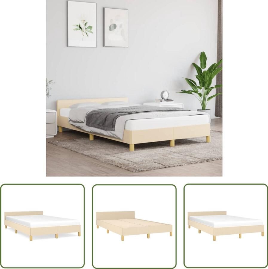 VidaXL Bedframe Slaapcomfort Bedframe zonder matras 120x190 cm stof crèmekleurig Boxspring Tweepersoonsbed Creme Kleur