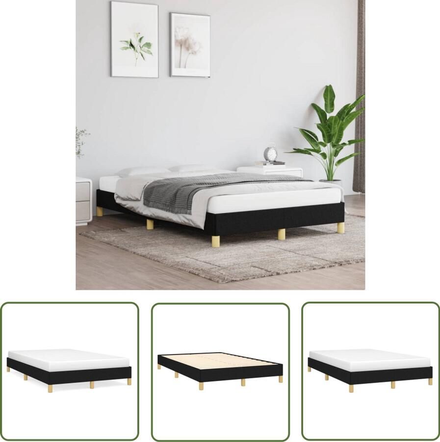 VidaXL Bedframe Slaapcomfort Bedframe zonder matras 120x190 cm stof zwart Boxspring Tweepersoonsbed Designbed