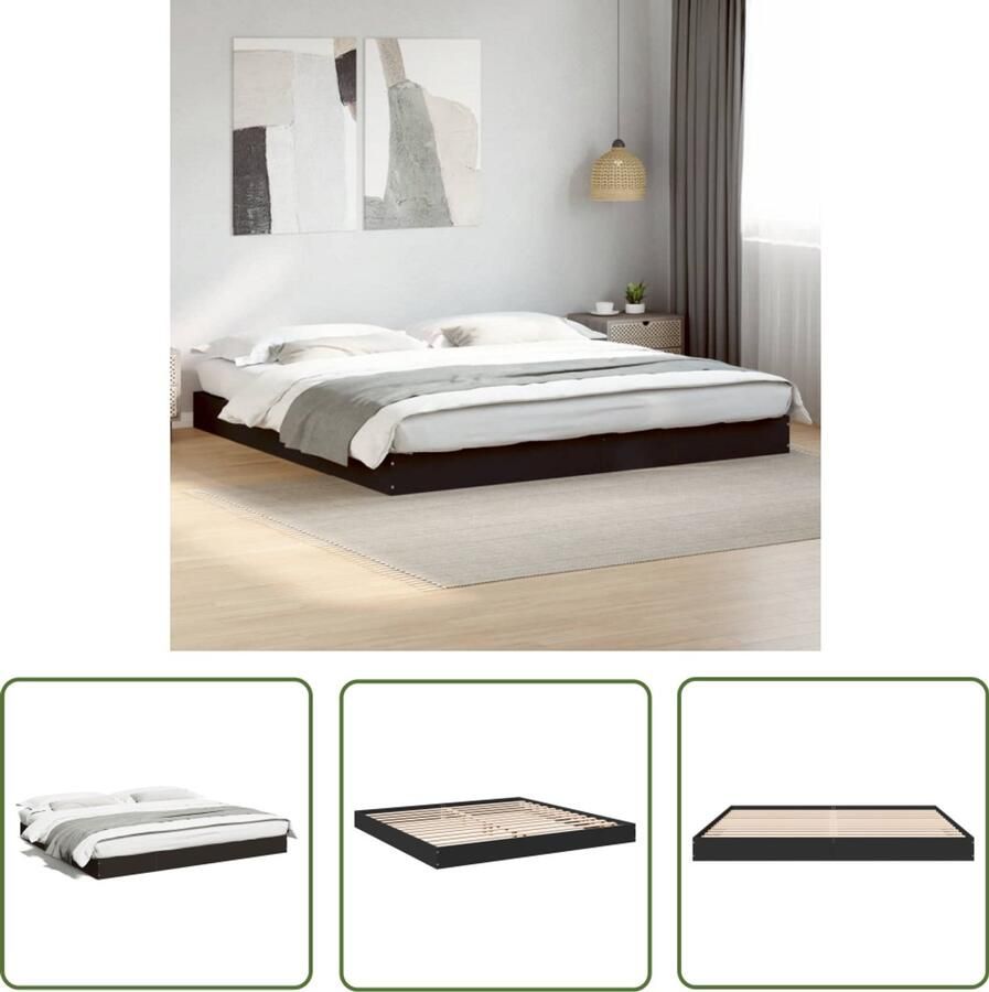 VidaXL Bedframe Slaapcomfort Bedframe zonder matras 180x200 cm spaanplaat zwart Houten Bed Modern Bed Tweepersoonsbed