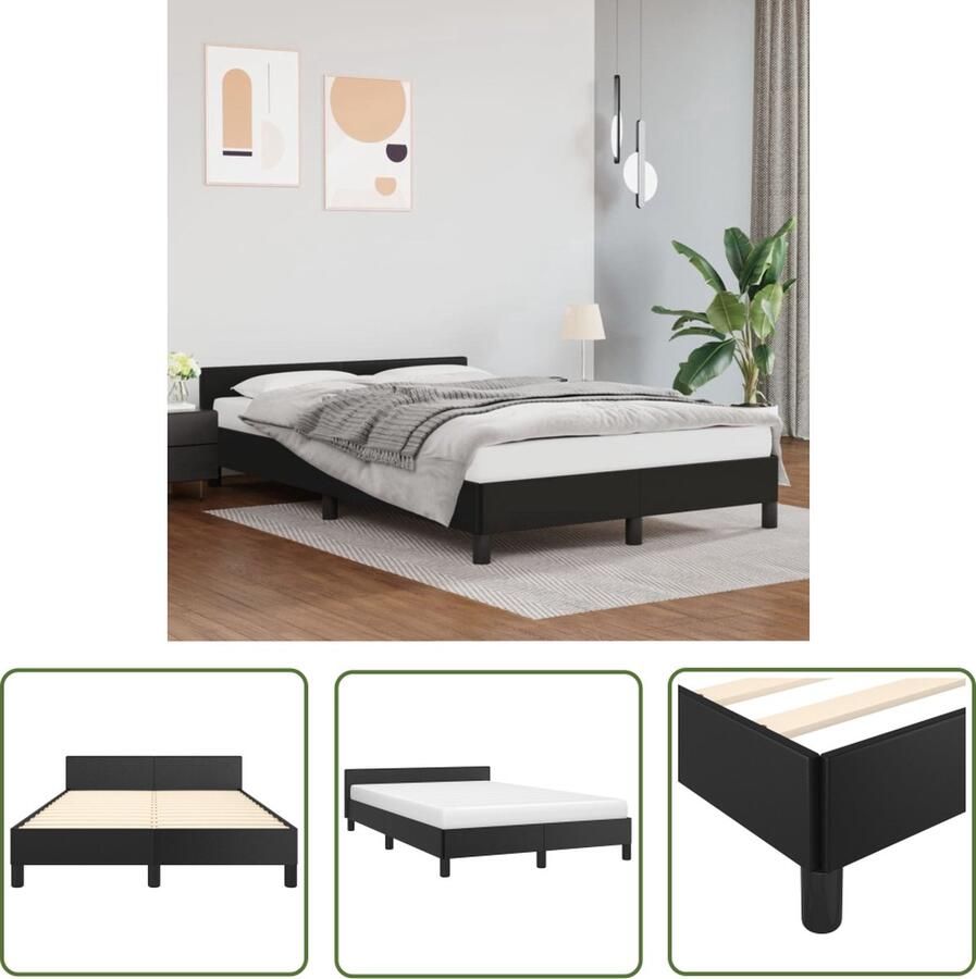 The Living Store Bedframe met hoofdbord kunstleer zwart 120x200 cm Bedframe Met Hoofdbord Bedframes Met Hoofdborden Bedframe Bed Slaapmeubel Bedbodem Ledikant Eenpersoonsbed Slaapbed Bedframes Bedden