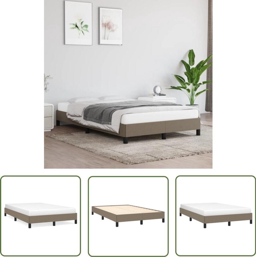 VidaXL Bedframe Slaapkamers Bedframe zonder matras 120x190 cm stof taupe Boxspring Taupecleur Houten Bed