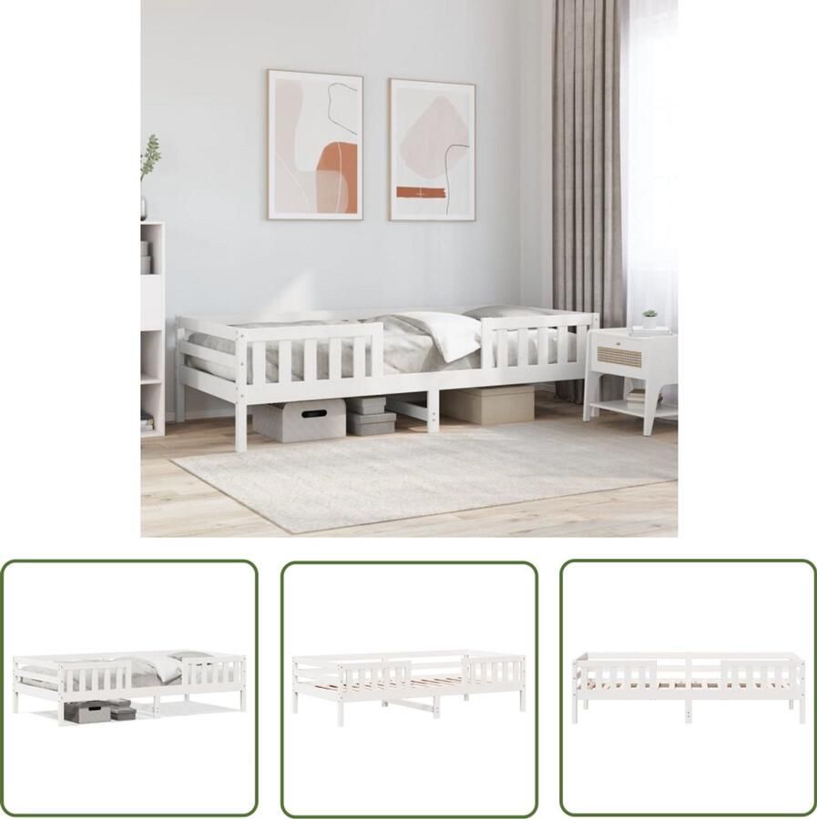 VidaXL Bedframe zonder matras massief grenenhout wit 80x200 cm Slaapkamers Bedframe Houten Bed Grenenhouten Bed Enkelpersoonsbed