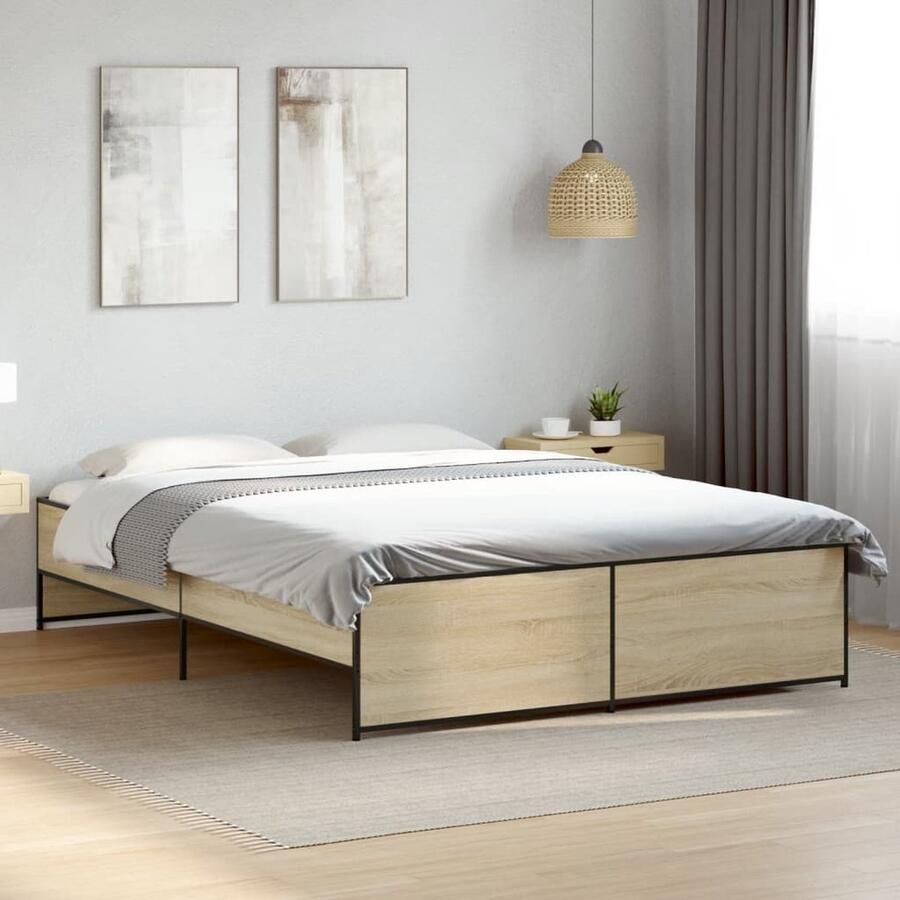 VidaXL Bedframe Sonoma Eiken 140x200 cm Slaapkamer Meubels Houten Bed Frame Bruine Bed Frame Bed Frame 140x200 Sonoma Eiken Modern Bed Frame Tweepersoons Bed Frame Kwalitatief Bed Frame Betrouwbaar Bed Frame Luxe Bed Frame - Foto 2