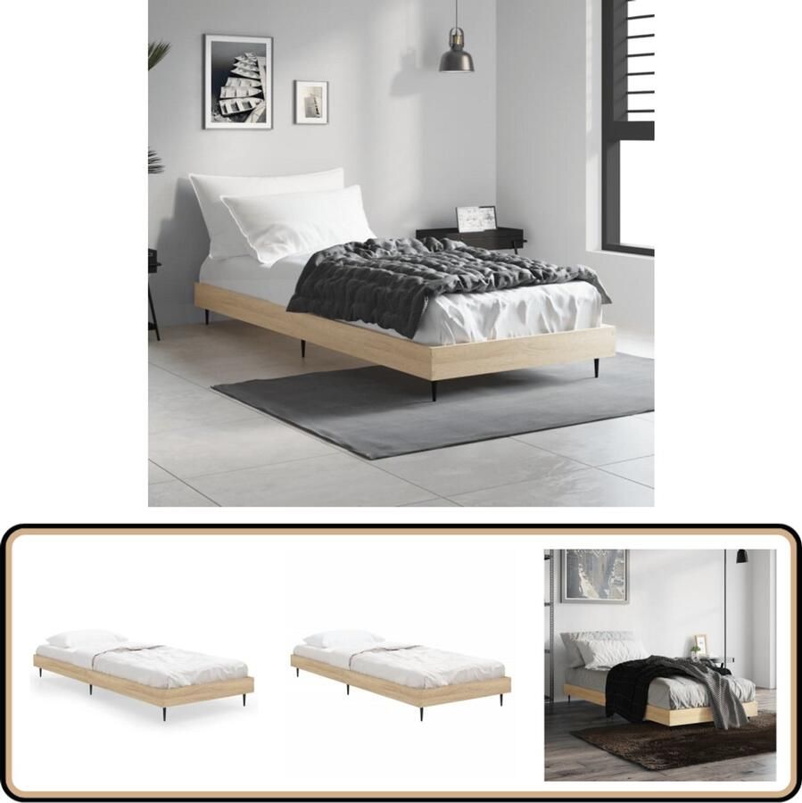VidaXL Bedframe Sonoma Eiken 75x190 cm Bed Frame Houten Bed Frame Sonoma Eiken Bed Frame Tweepersoons Bed Frame Bed Frame 75x190