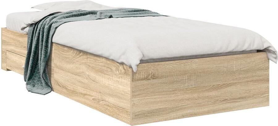 VidaXL Set van 2 Licht eiken Bewerkt hout Eenpersoons Opslag - Foto 3