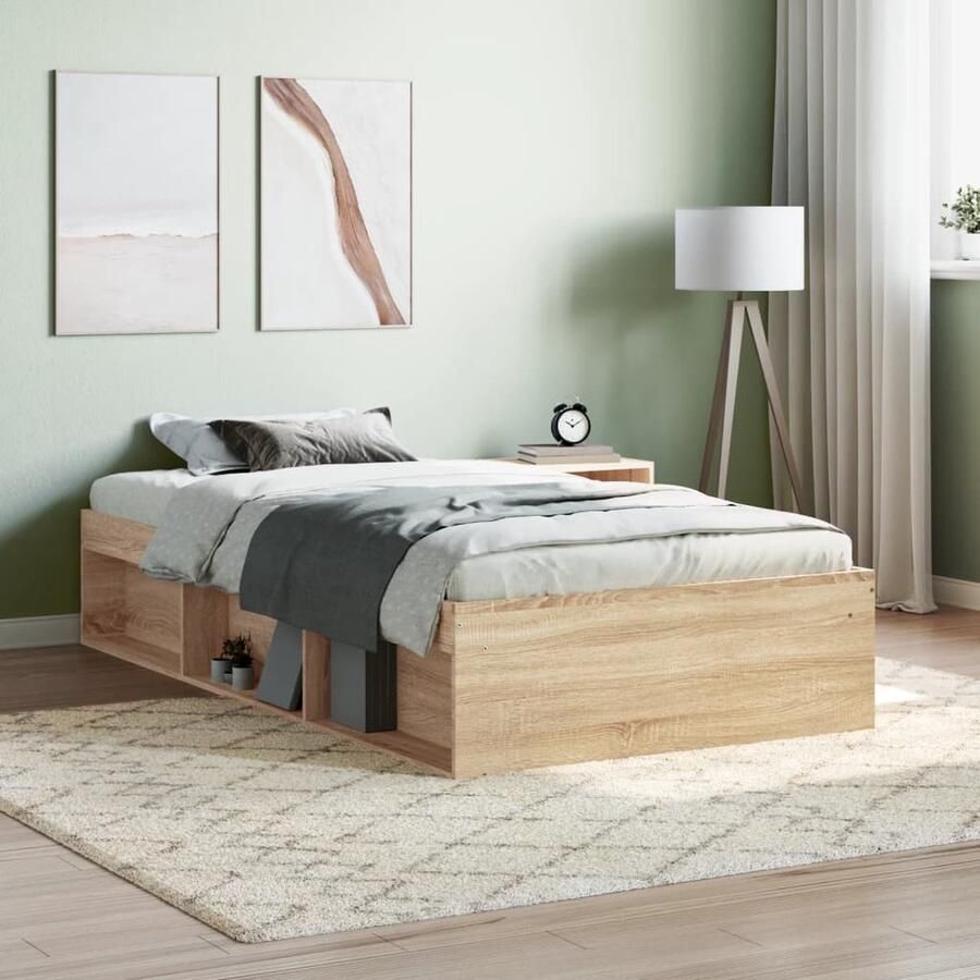 VidaXL Bedframe Sonoma Eiken 90x200 cm Houten Bedframe Sonoma Eiken Tweepersoons Bed Met Lade Boxspring Bed Kinderbed Stapelbare Bed - Foto 2