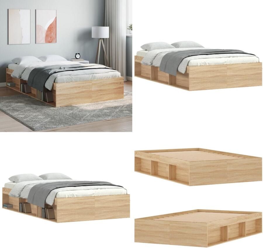 VidaXL Bedframe sonoma eikenkleurig 120x200 cm Bedframe Bed Bedbodem