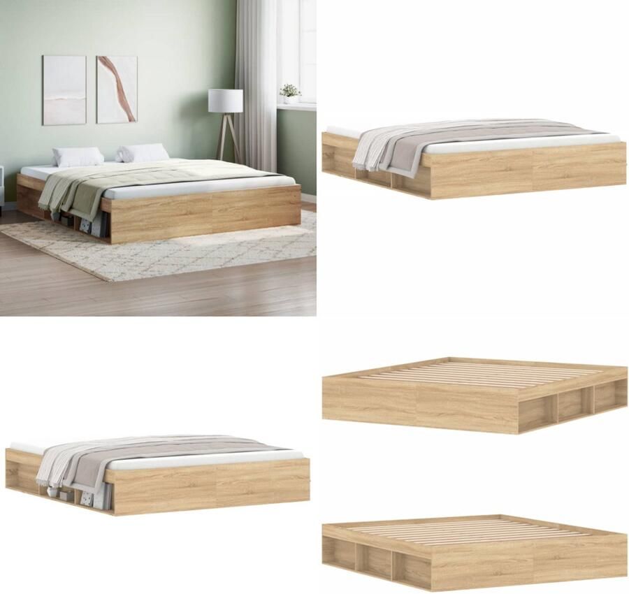 VidaXL Bedframe sonoma eikenkleurig 180x200 cm Super King Size Bedframe Bed Bedbodem