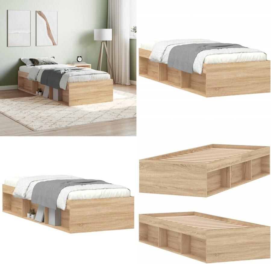 VidaXL Bedframe sonoma eikenkleurig 75x190 cm Bedframe Bedframes Bed Bedbodem
