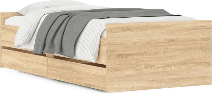 VidaXL -Bedframe-sonoma-eikenkleurig-75x190-cm-Small-Single - Foto 3