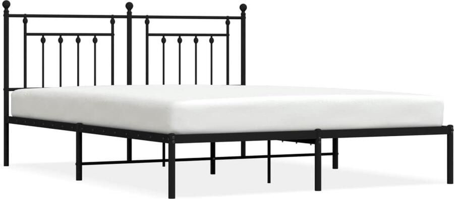 VidaXL Bedframe Staal Zwart 160x200 cm Klassieke Bed Frame Metalen Bedframe Tweepersoons Bed Zwarte Bed Frame Bed Frame Met Hoofdbord Staal Bed Frame - Foto 2