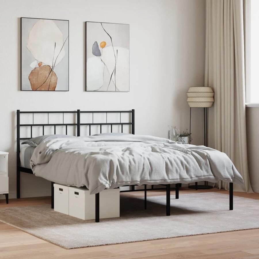 VidaXL Bedframe Staal Zwart 160x200 cm Metalen Bedframe Klassiek Bed Staal Bedframe Boxspring Bed Tweepersoons Bed King Size Bed Zware Bedbodems - Foto 2