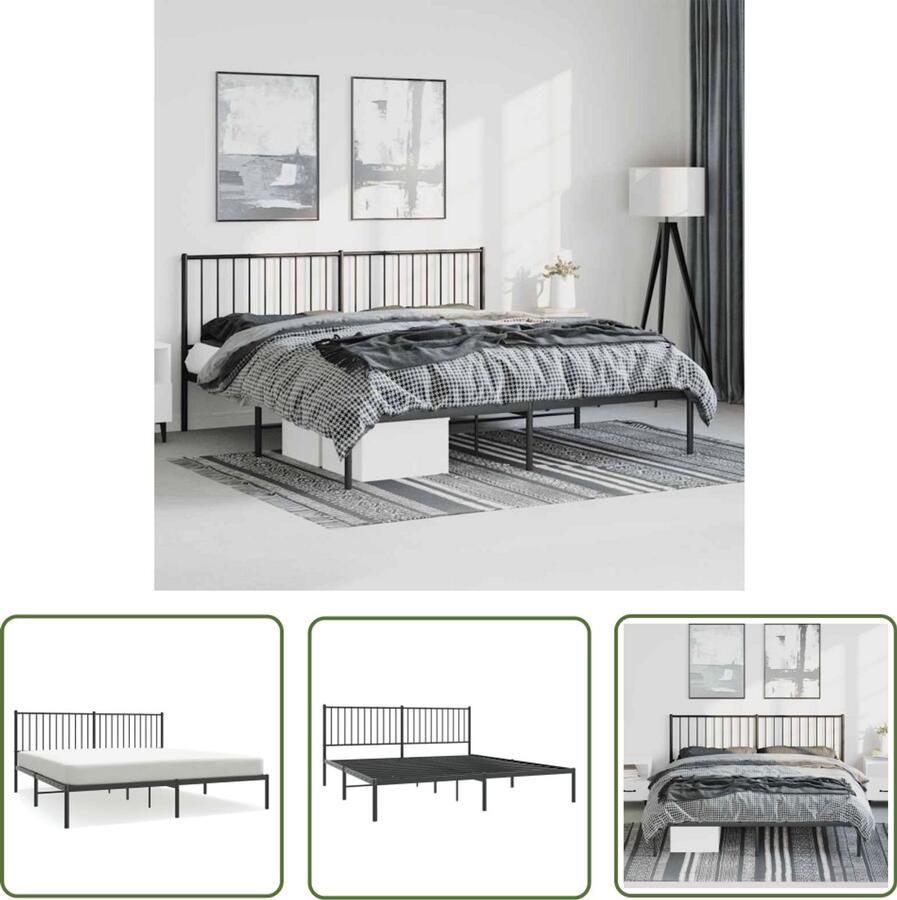 VidaXL Bedframe Staal Zwart 183x213 cm Metalen Bedframe Zwart Staal Bedframe King Size Bedframe Boxspring Bedframe