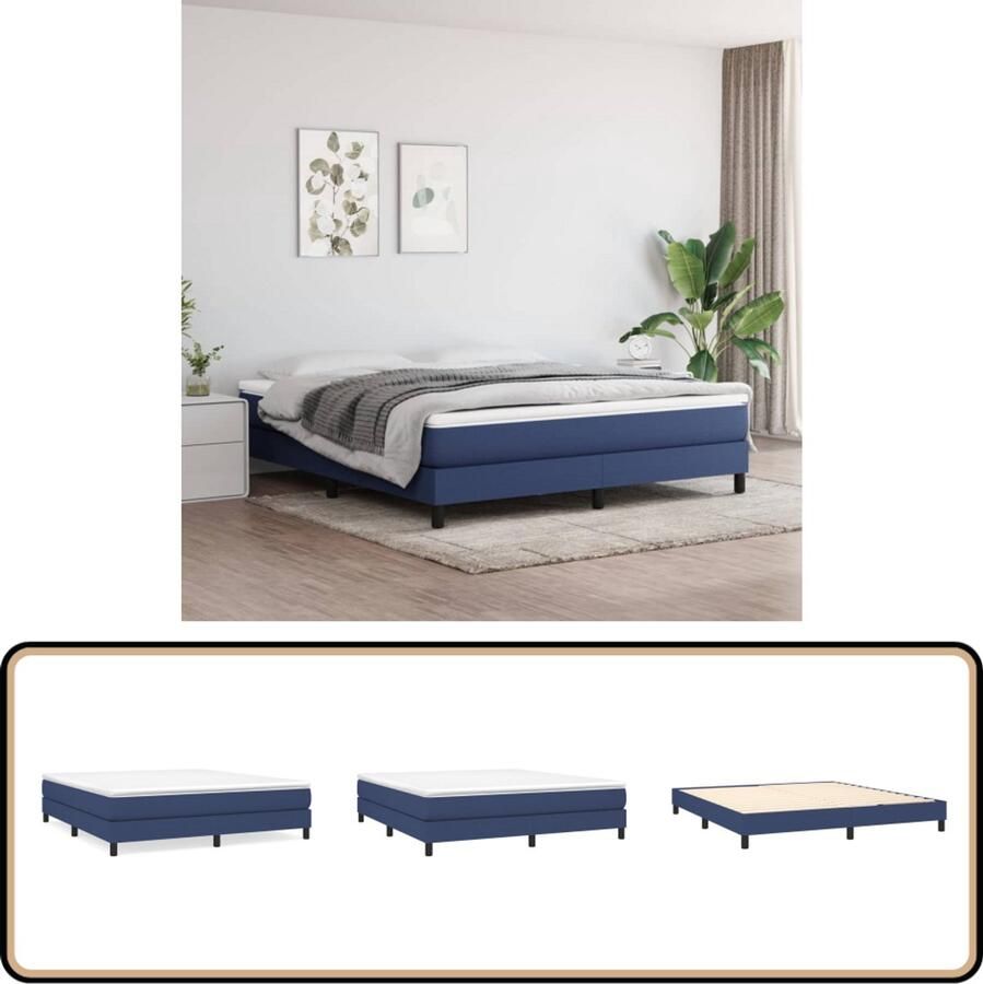VidaXL Bedframe Stof Blauw 160x200 cm Boxspring Frame Tweepersoons Bed Frame Blauwe Bed Stoffen Bed Slaapcomfort Kwalitatief Bed Stabiel Bed Luxe Bed