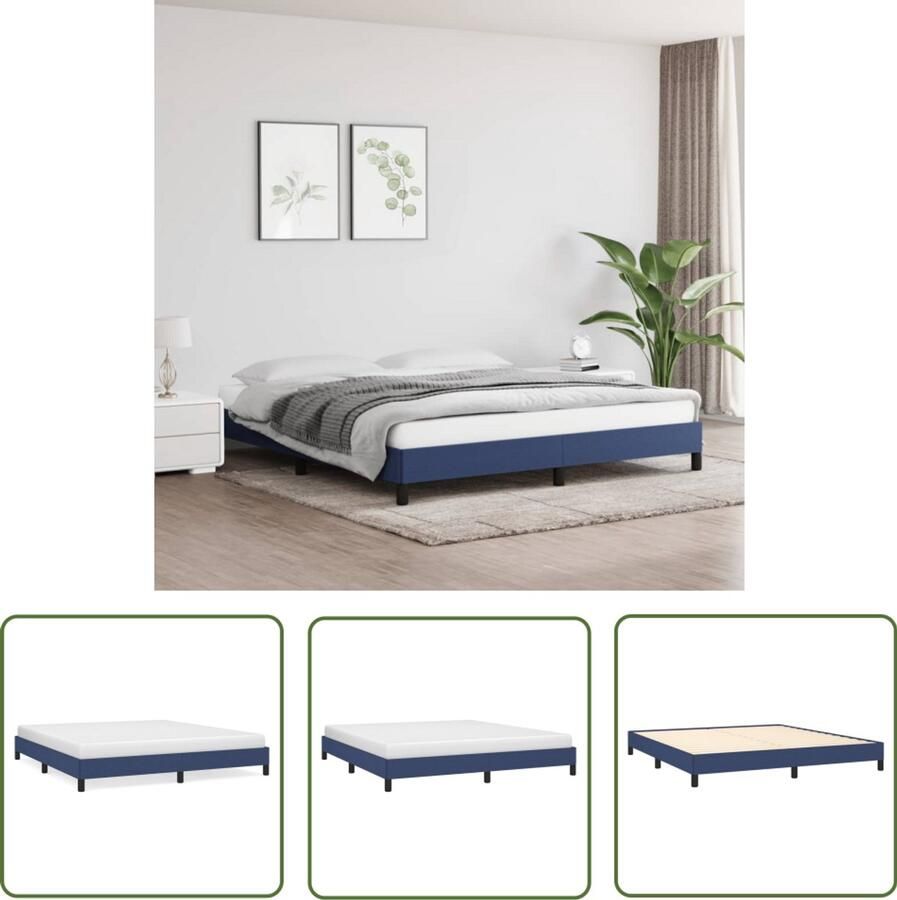 VidaXL Bedframe Stof Blauw 180x200 cm Bed Frame Slaapkamer Meubels Tweepersoon Bed Houten Bed Frame Blauwe Bed Frame