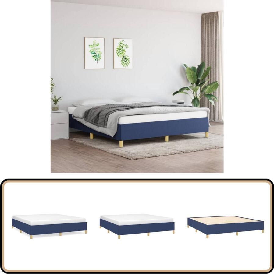 VidaXL Bedframe Stof Blauw 180x200 cm Boxspring Frame Bed Frame Slaapkamer Meubels Blauwe Bedframe Stoffen Bedframe Tweepersoons Bed Groot Bed Comfortabel Bed Kwalitatief Bedframe