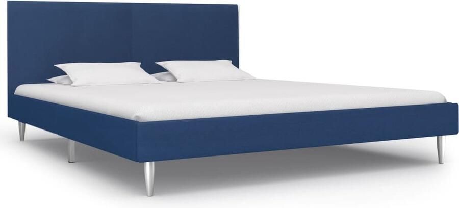 VidaXL Bedframe Stof Blauw 180x200 cm Klassieke Bedframe Houten Bedframe Blauwe Bedframe Stoffen Bedframe Tweepersoons Bed Slaapkamer Meubels - Foto 2