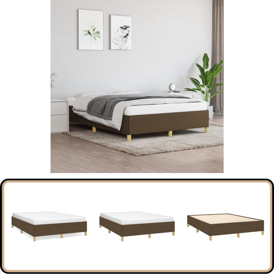 VidaXL Bedframe Stof Donkerbruin 140x190 cm Donkerbruin Bed Frame Stof Bed Frame Tweepersoons Bed Frame Bed Frame 140x190 Bed Frame Kopen