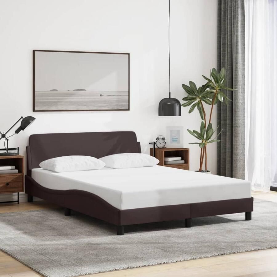 VidaXL Bedframe Stof Donkerbruin 140x190 cm