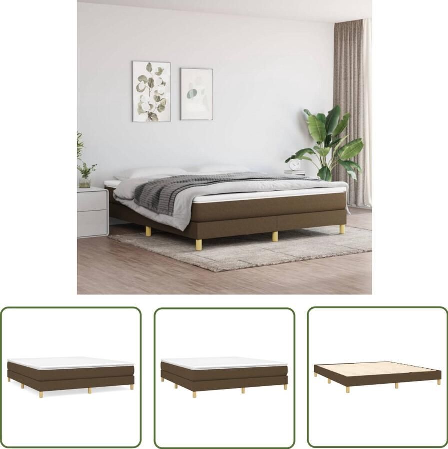 VidaXL Bedframe Stof Donkerbruin 160x200 cm Boxspring Frame Tweepersoons Bed Donkere Houten Meubels Slaapkamers Bed Frame Stoffen Bedframe Bruine Bedframe