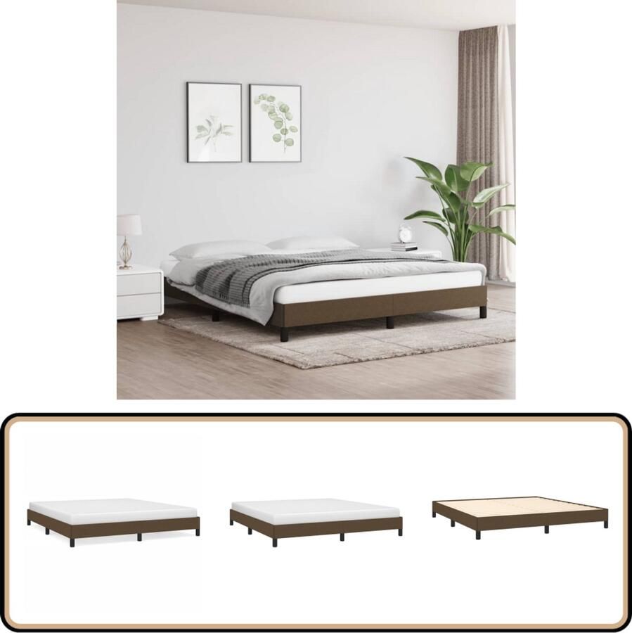 VidaXL Bedframe Stof Donkerbruin 160x200 cm Donkerbruin Bed Frame Tweepersoons Bed Stoffen Bed Frame Houten Bed Frame Multiplex Lattenbodem