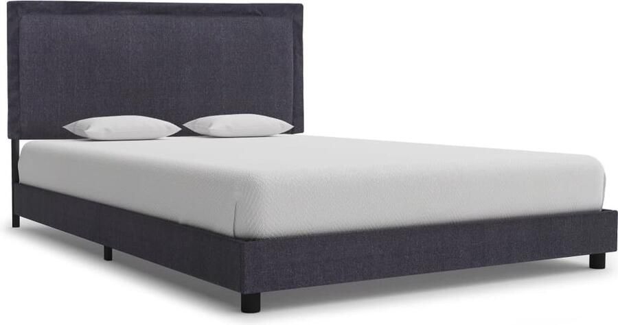 VidaXL Bedframe Stof Donkergrijs 140x200 cm Slaapkamer Meubels Tweepersoons Bed Donkere Kleuren Stoffen Bedframe Luxe Bed Metalen Bedframe Gepoedercoat Ijzer - Foto 2