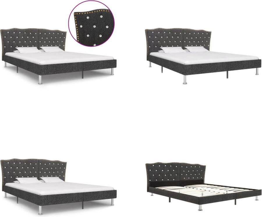 VidaXL Bedframe stof donkergrijs 160x200 cm Bedframe Bedframes Bed Bedden