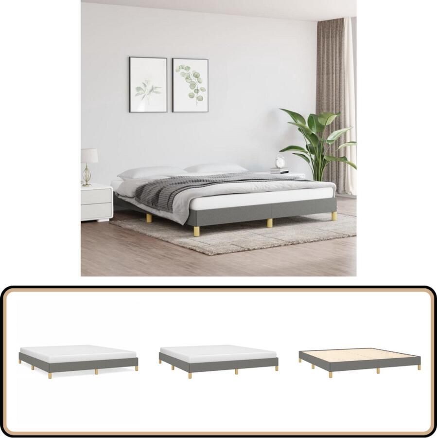 VidaXL Bedframe Stof Donkergrijs 180x200 cm Donkergrijs Bed Frame Stof Bed Frame Tweepersoons Bed Frame Bed Frame 180x200 Bed Frame Kopen Bed Frame Grijs