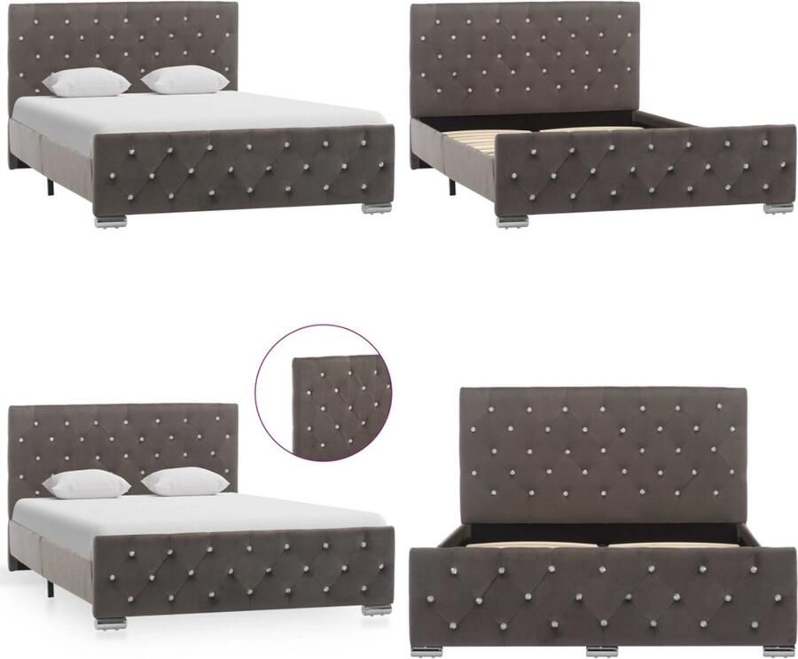 VidaXL Bedframe stof grijs 120x200 cm Bedframe Bedframes Bed Bedden