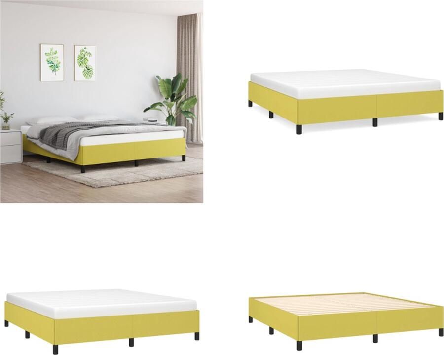 VidaXL Bedframe zonder matras 180x200 cm stof groen Bedframe Bed Slaapmeubel - Foto 2