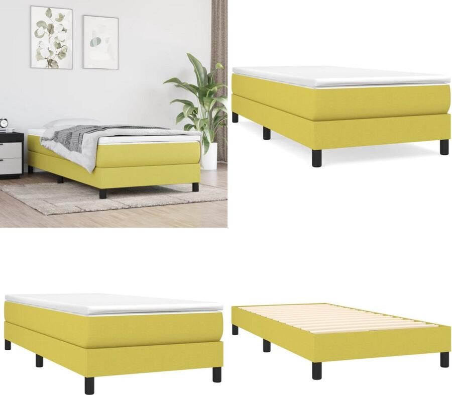 VidaXL Boxspringframe stof groen 80x200 cm Boxspringframe Boxspringframes Bed Ledikant