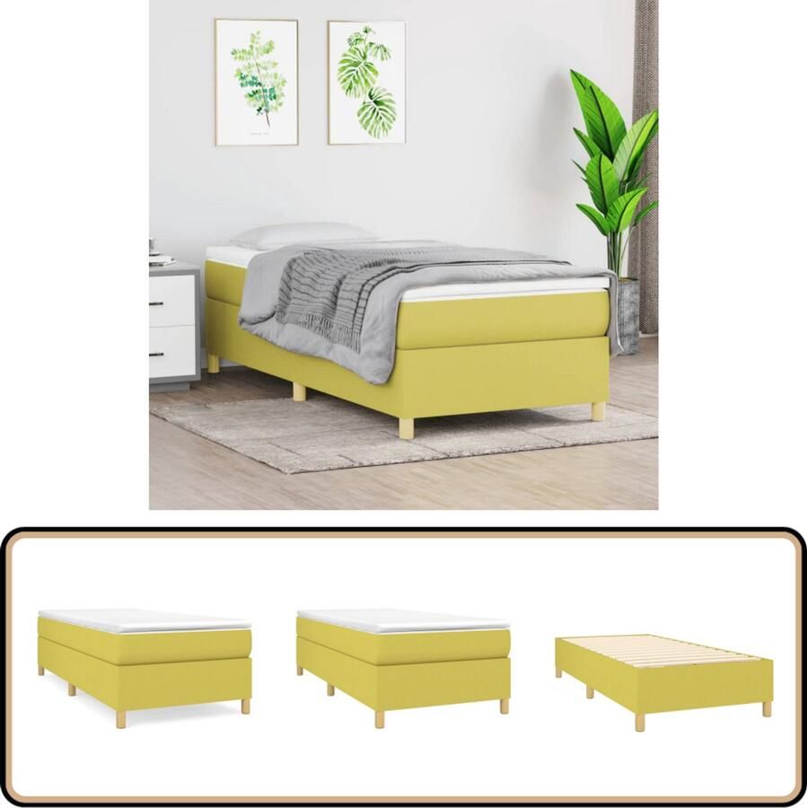 VidaXL Bedframe Stof Groen 80x200 cm Boxspring Frame Bedframe Groene Bedbank Slaapcomfort Stoffen Bedframe