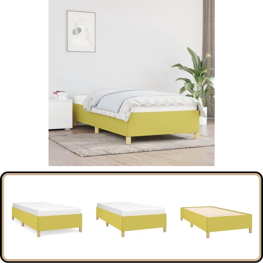 VidaXL Bedframe Stof Groen 80x200 cm Slaapkamerinrichting Bed Frame Tweepersoon Bed Houten Bed Stoffen Bed Groene Bed Multiplex Lattenbodem Boxspring Bed Comfortabel Bed Goedkope Bed