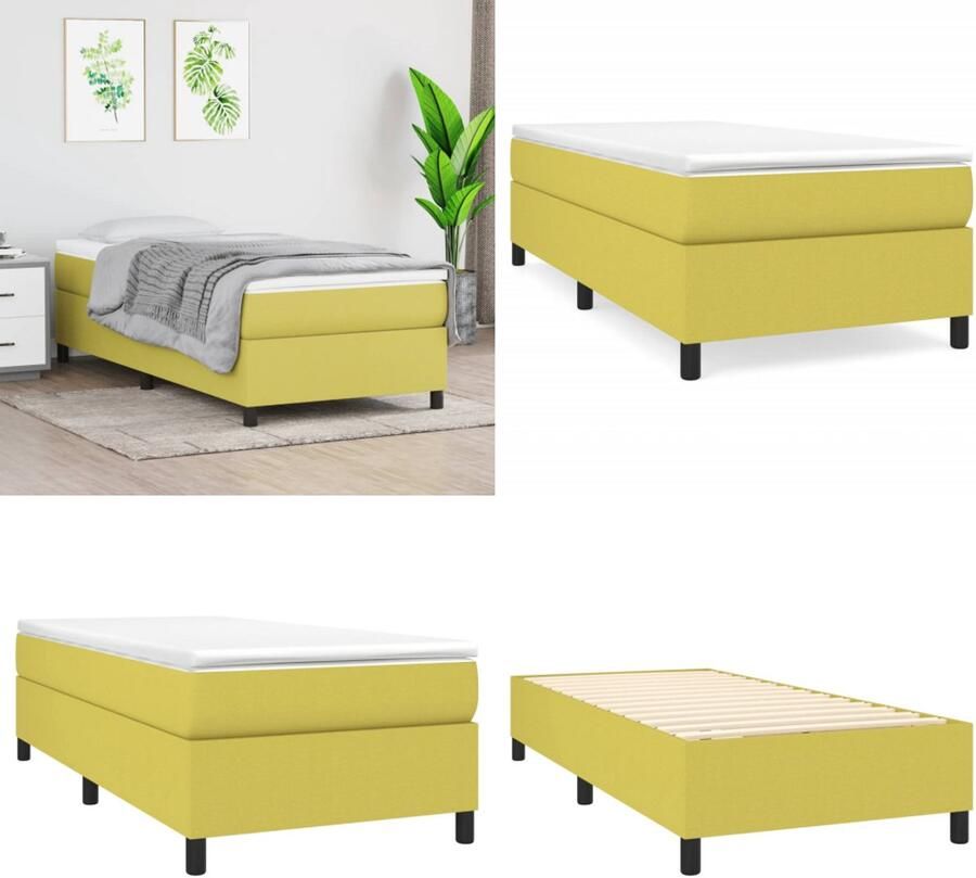 VidaXL Bedframe stof groen 90x190 cm Bedframe Bedframes Slaapmeubel Bedbodem