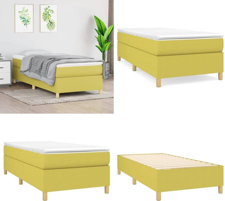 VidaXL Bedframe stof groen 90x200 cm Bedframe Bedframes Slaapmeubel Bedbodem