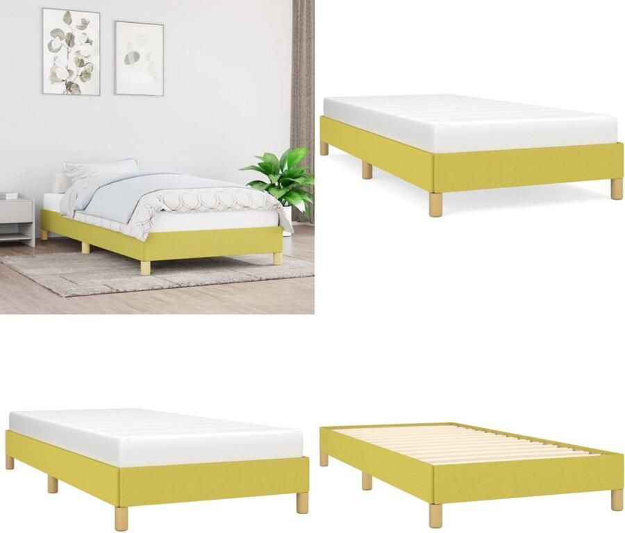 VidaXL Bedframe stof groen 90x200 cm Bedframe Bedframes Slaapmeubel Bedbodem