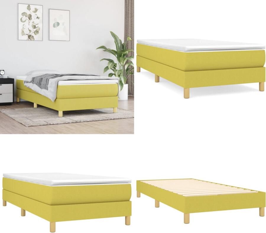 VidaXL Bedframe stof groen 90x200 cm Bedframe Bedframes Slaapmeubel Bedbodem