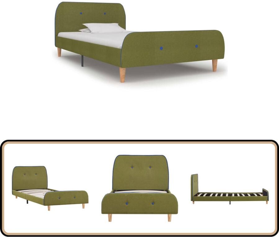 VidaXL Bedframe Stof Groen 90x200 cm Bedframe Slaapkamerinrichting Tweepersoons Bed Boxspring Stapelbare Bedden Metalen Bedframe Stoffen Bedframe Modern Bedframe
