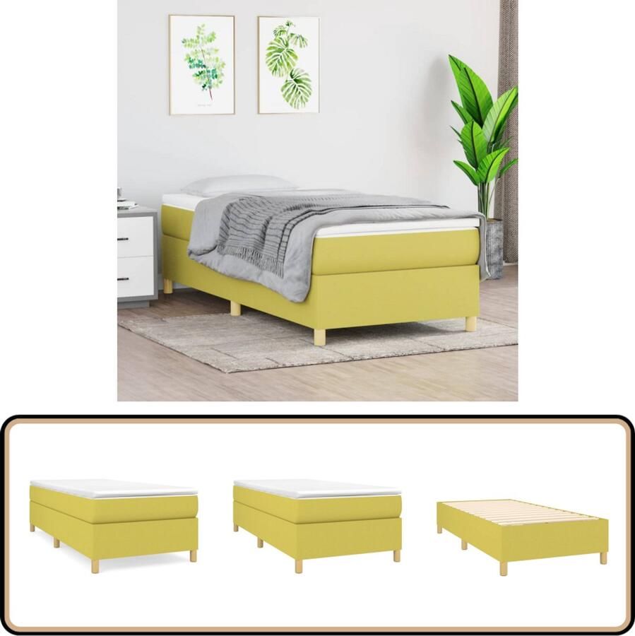 VidaXL Bedframe Stof Groen 90x200 cm Boxspring Frame Slaapcomfort Groene Bedframe Tweepersoons Bed Stoffen Bedframe