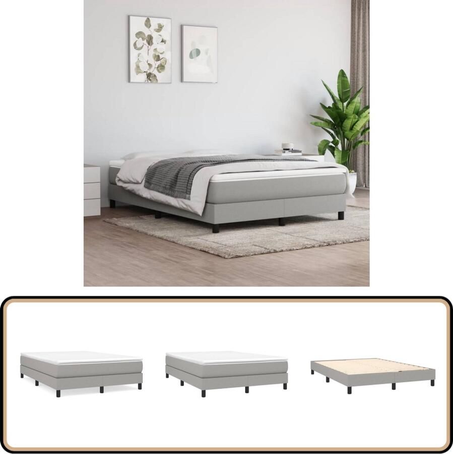 VidaXL Bedframe Stof Lichtgrijs 140x190 cm Boxspring Frame Bedframe Slaapkamer Meubels Tweepersoons Bed Grijs Bed Stoffen Bed Modern Bed Comfortabel Bed Goedkope Bedframes Bedframe