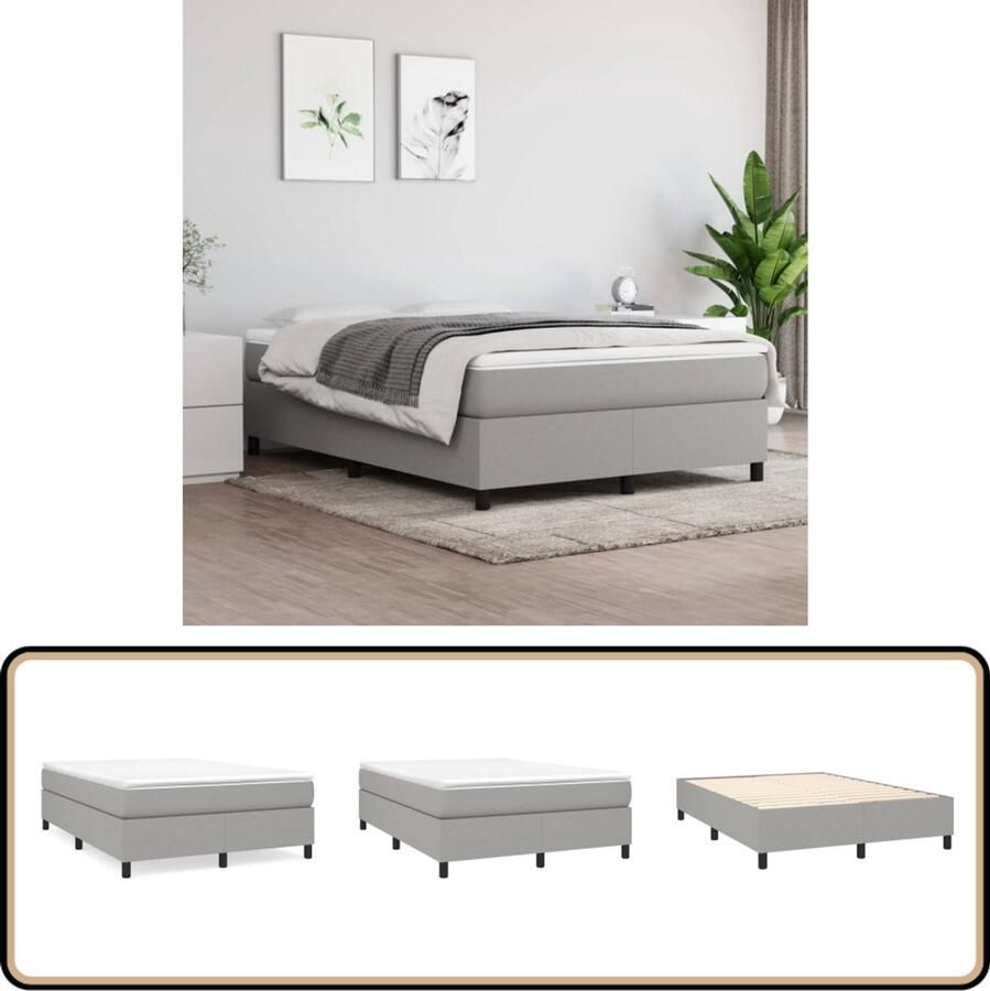 VidaXL Bedframe zonder matras stof lichtgrijs 140x190 cm - Foto 2