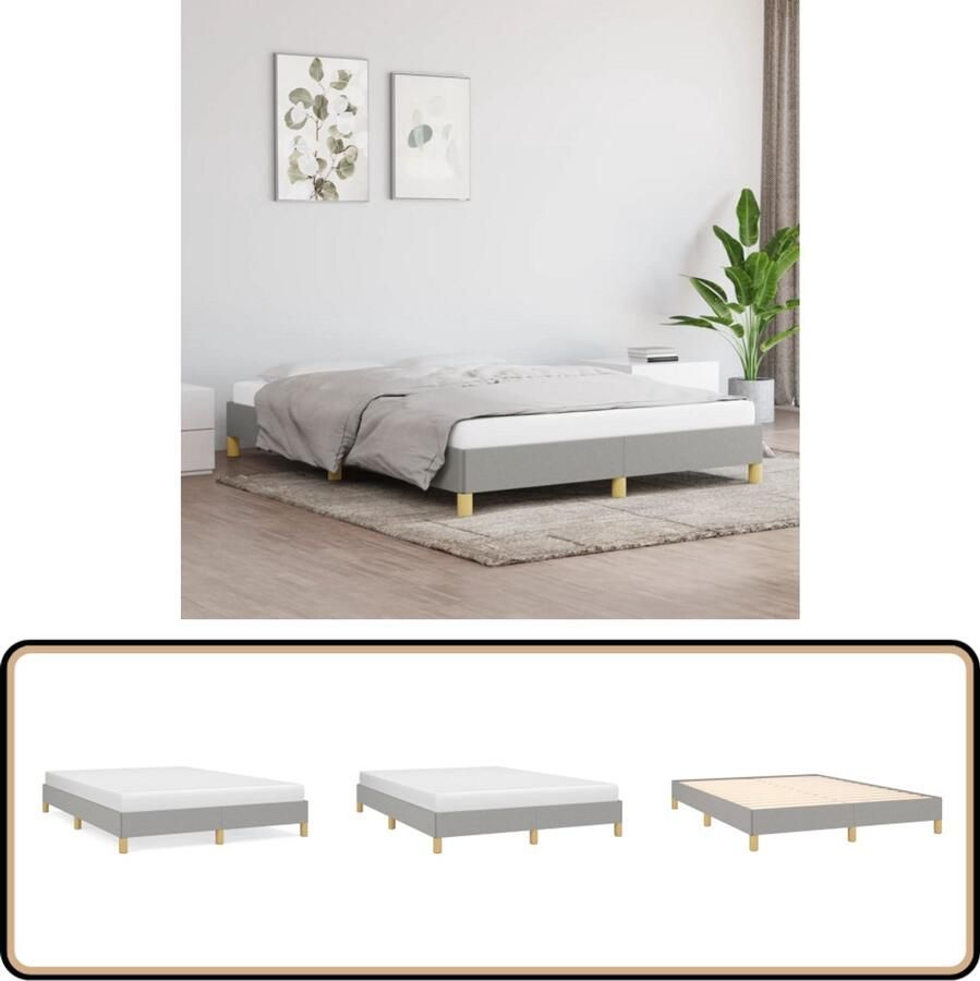 VidaXL Bedframe Stof Lichtgrijs 140x190 cm Slaapkamer Meubels Bed Frame Licht Grijs Bed Tweepersoons Bed Houten Bed Frame Stoffen Bed Frame Multipex Lattenbodem