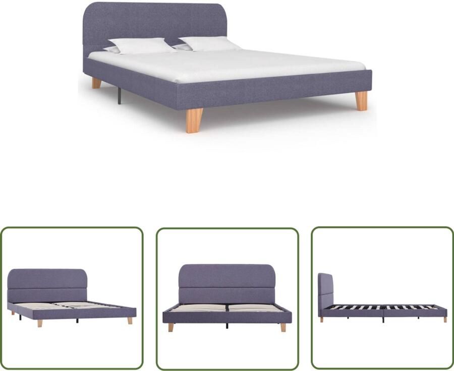 VidaXL Bedframe Stof Lichtgrijs 140x200 cm Klassieke Bedframe Tweepersoons Bed Licht Grijs Bed Stoffen Bedframe Metalen Bedframe Bed 140x200