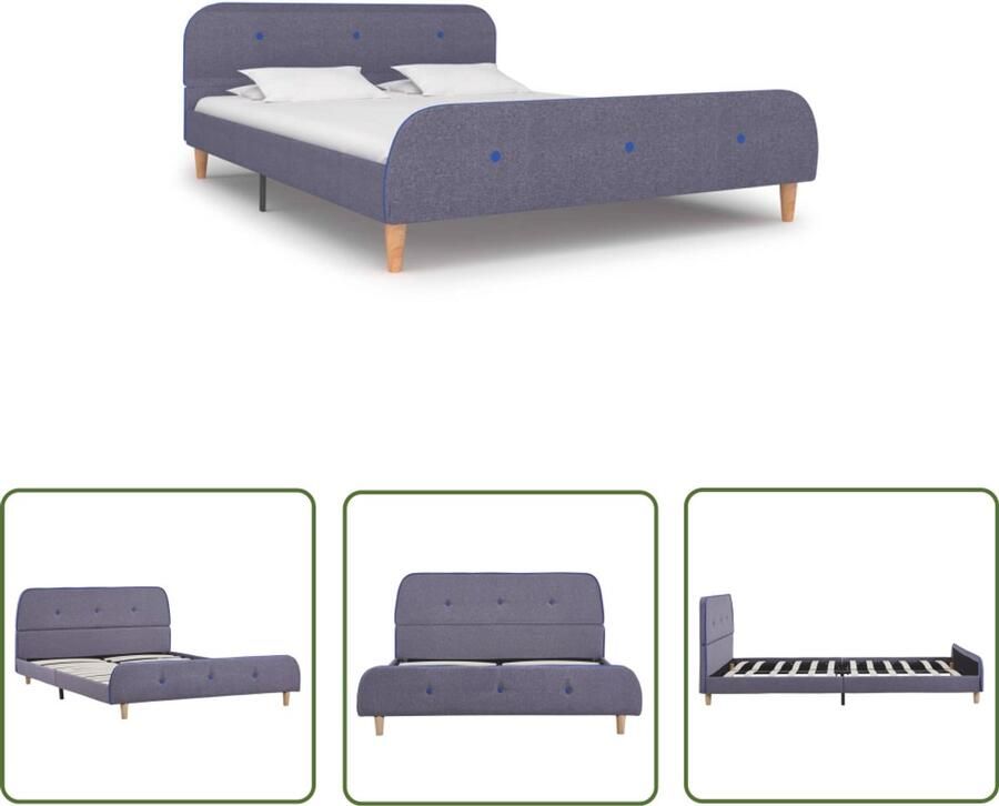 VidaXL Bedframe Stof Lichtgrijs 140x200 cm Klassieke Bedframe Tweepersoons Bed Licht Grijs Bed Stoffen Bedframe 140x200 Metalen Bedframe