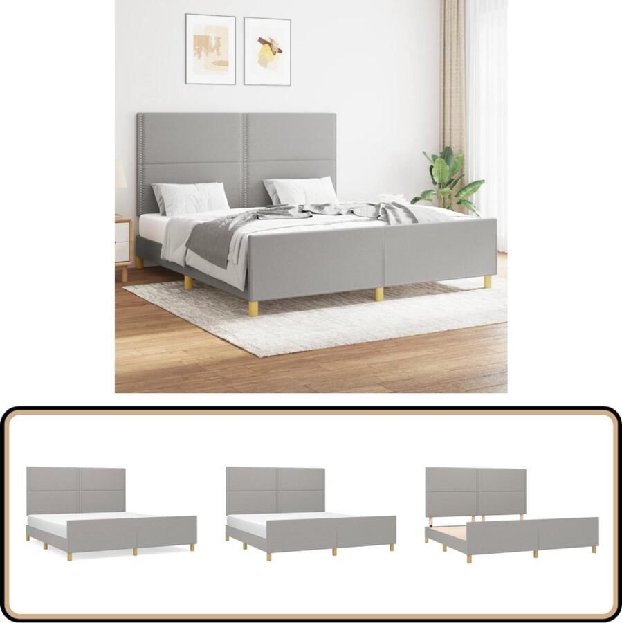 VidaXL Bedframe Stof Lichtgrijs 160x200 cm Bed Frame Tweepersoons Bed Boxspring Slaapcomfort Houten Bed