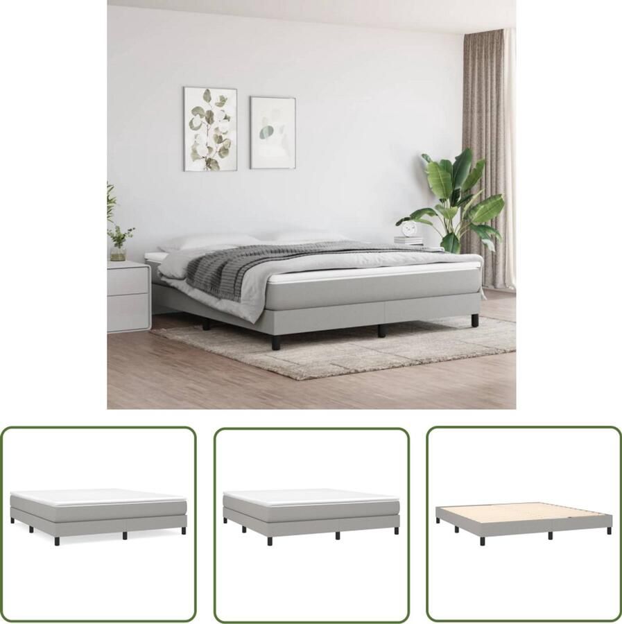 VidaXL Bedframe Stof Lichtgrijs 160x200 cm Boxspring Frame Slaapcomfort Tweepersoons Bed Grijs Bed Stoffen Bed Bedframe Boxspring Levensstijl Meubels Bedroom Furniture Home Decor