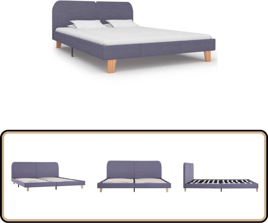 VidaXL Bedframe stof lichtgrijs 180x200 cm Klassieke Bedframe Stof Bedframe Grijs Bedframe Tweepersoons Bedframe 180x200