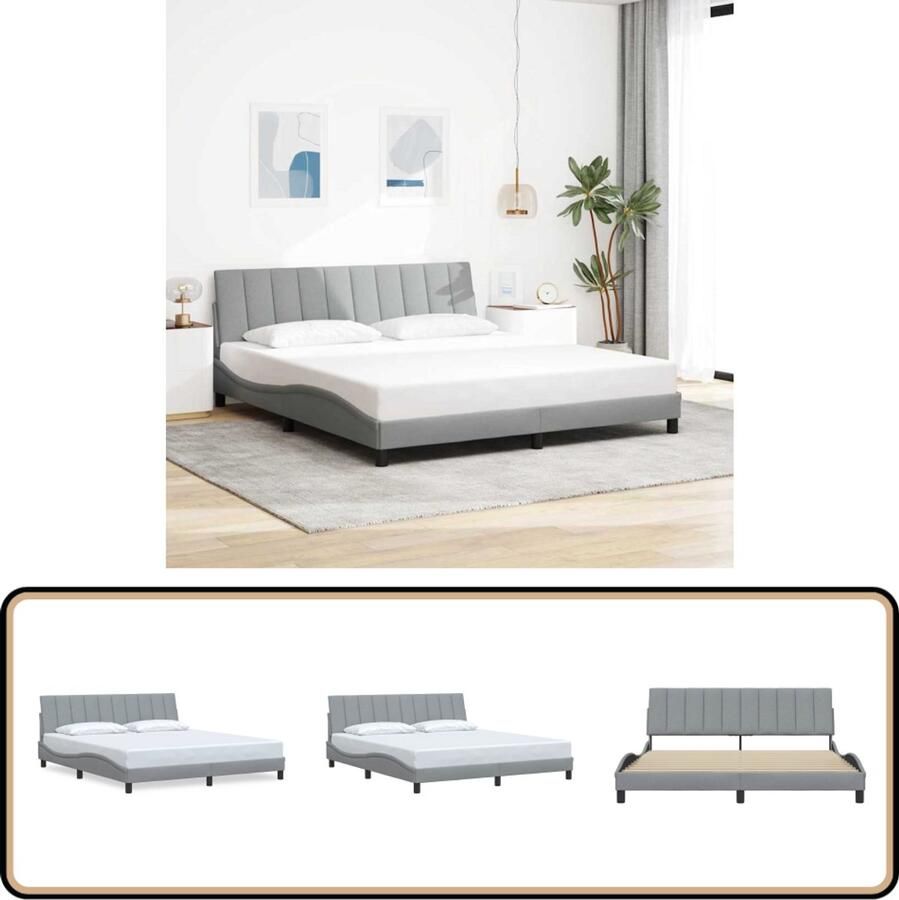 VidaXL Bedframe Stof Lichtgrijs 180x200 cm Slaapcomfort Boxspring Frame Tweepersoons Bed Design Bed Modern Bed