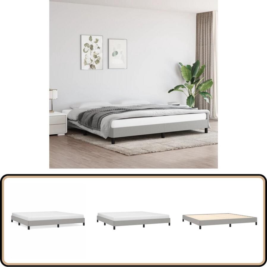 VidaXL Bedframe Stof Lichtgrijs 200x200 cm Bed Frame Tweepersoons Bed Grijs Bed Stoffen Bed